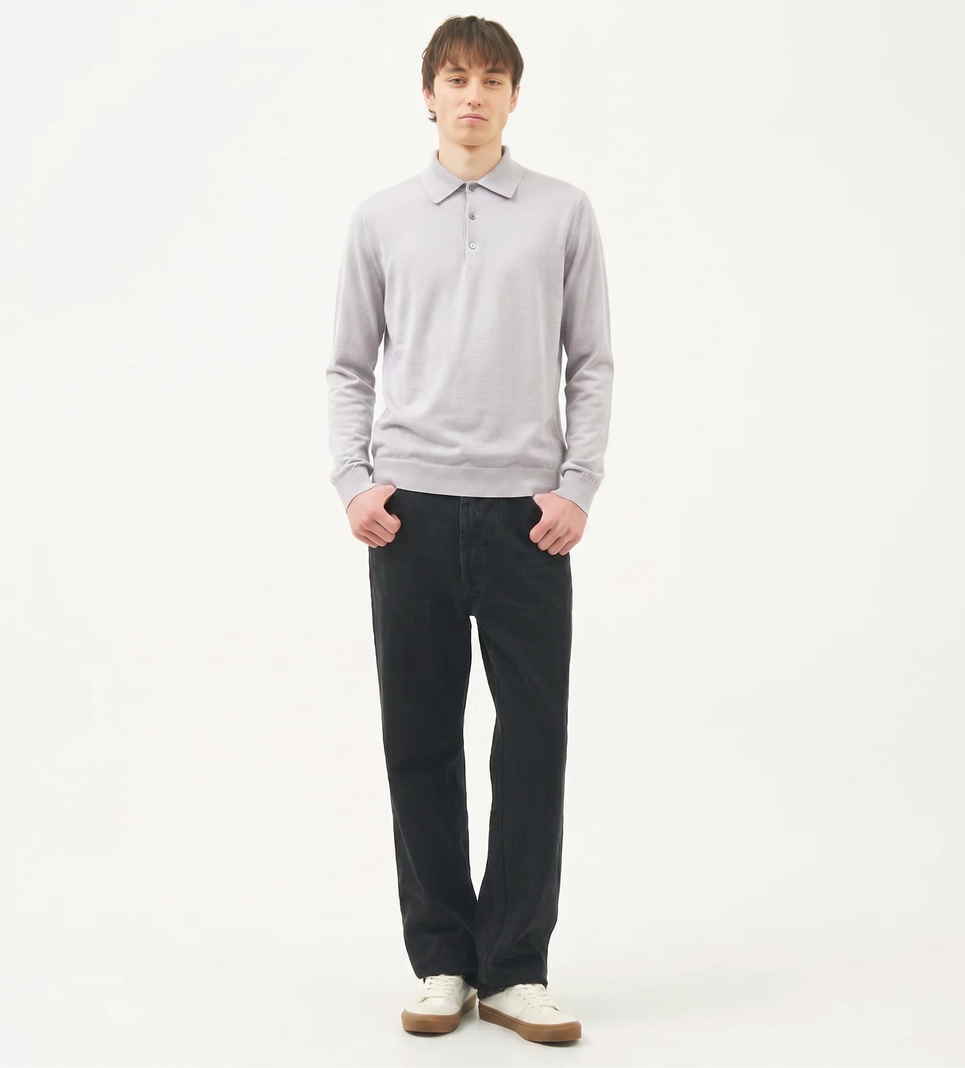SEA ISLAND COTTON POLONECK LONG SLEEVE