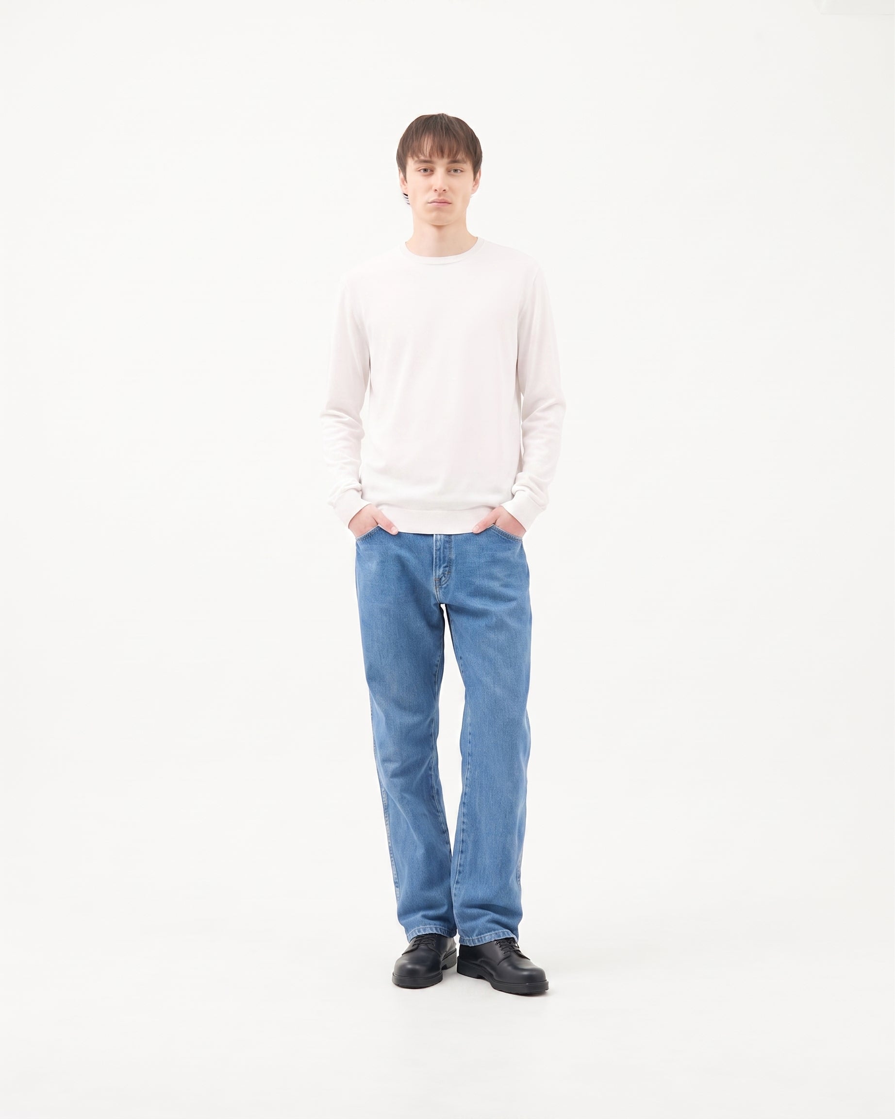 SEA ISLAND COTTON CREWNECK LONG SLEEVE