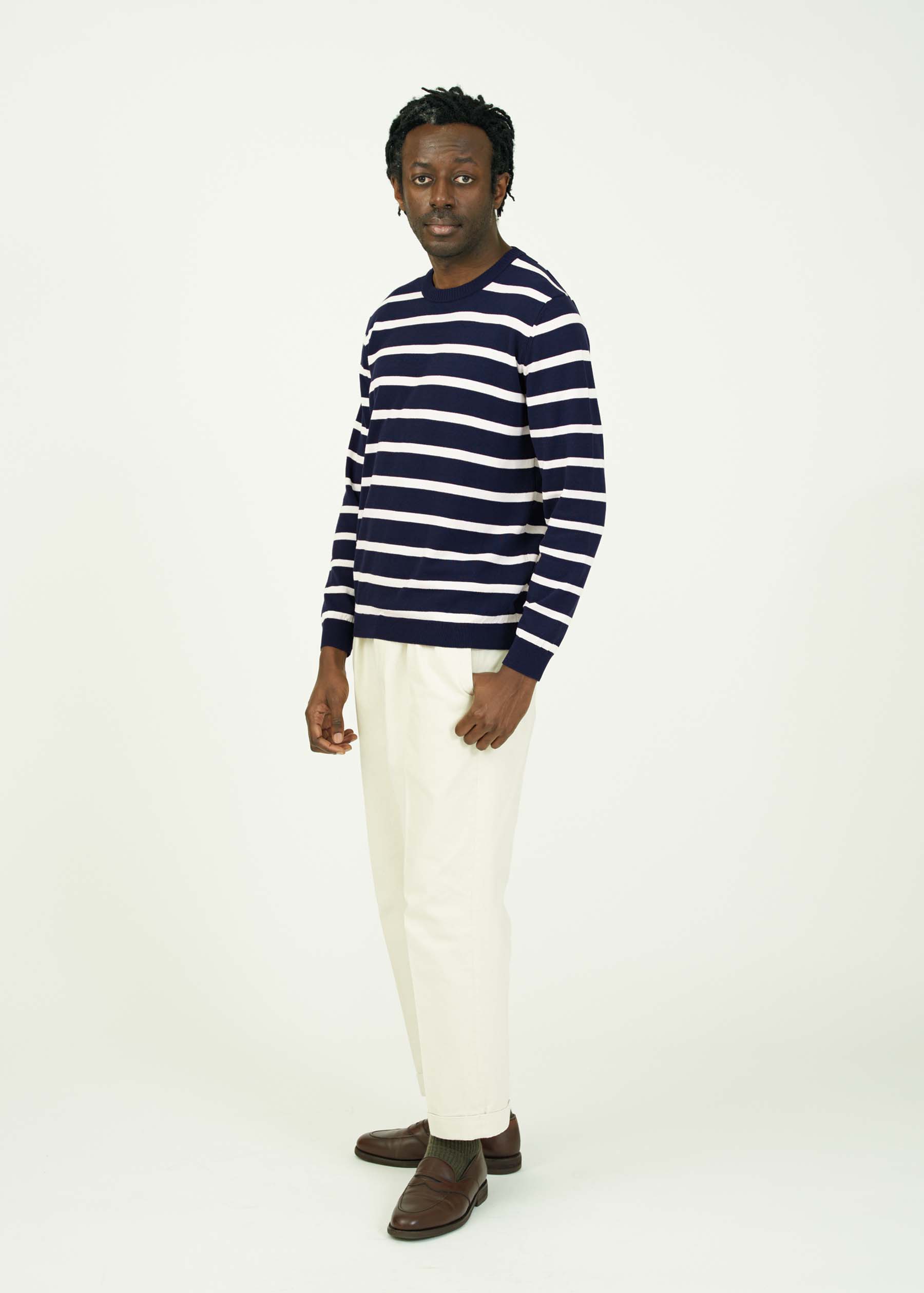 ICE COTTON BORDER LONG CREWNECK