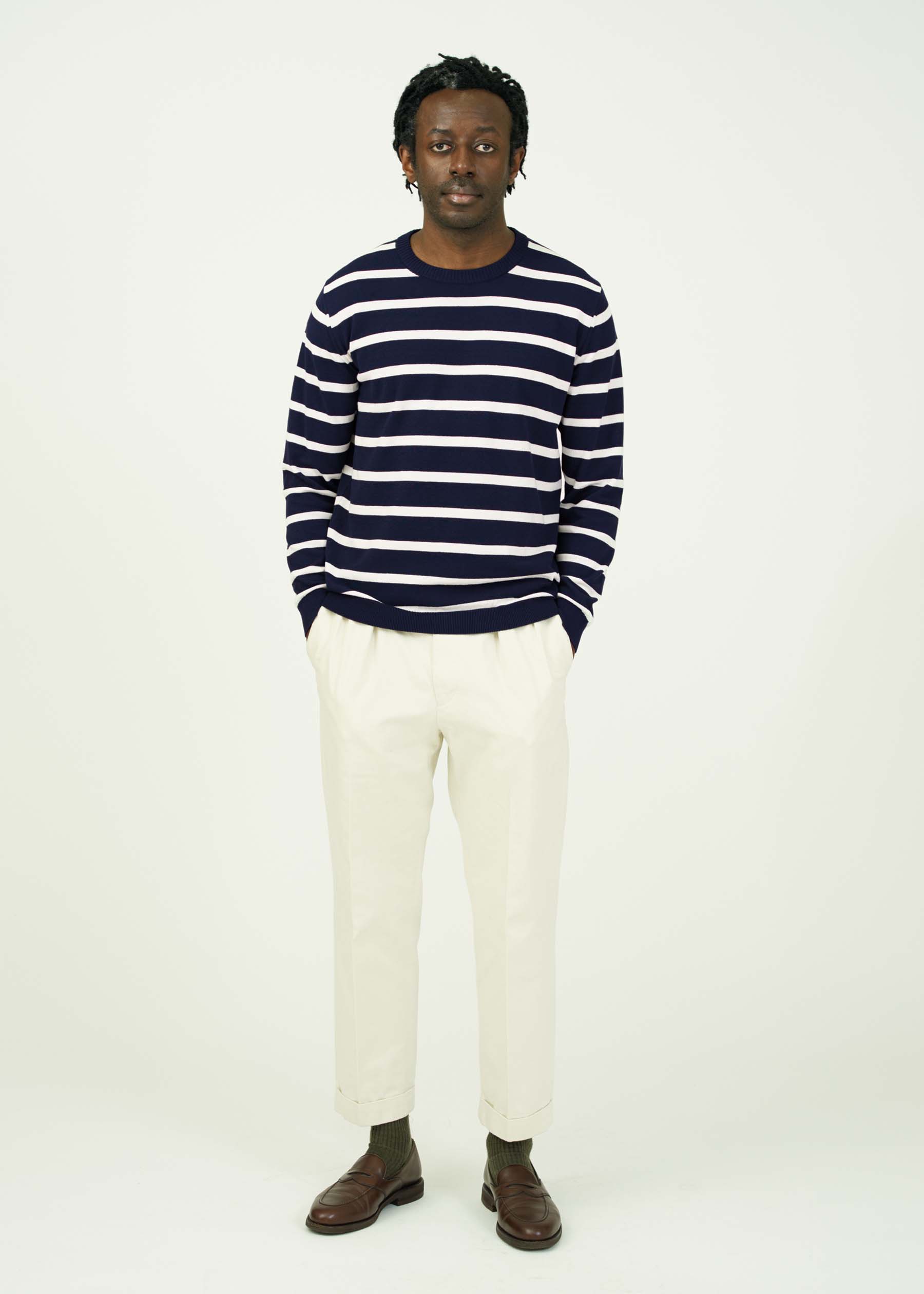 ICE COTTON BORDER LONG CREWNECK
