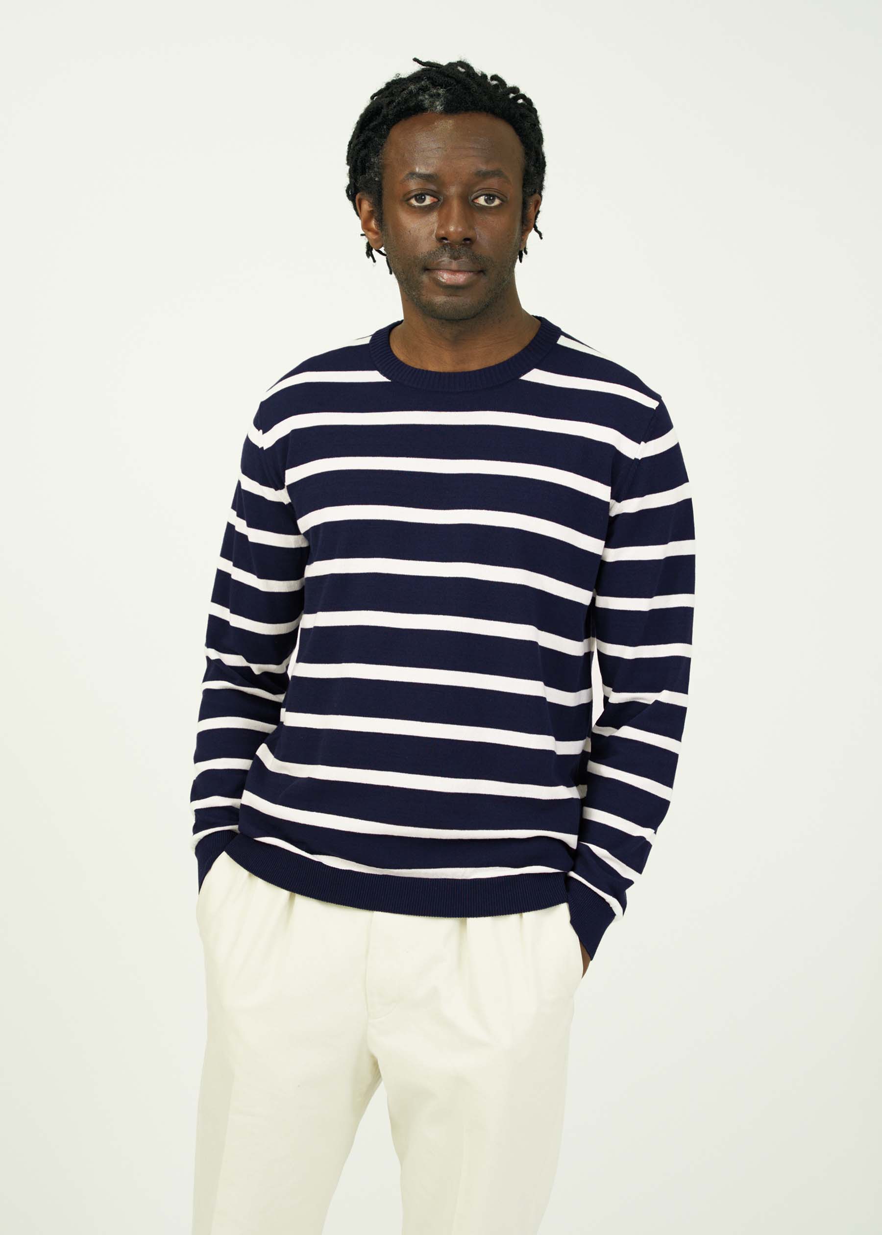 ICE COTTON BORDER LONG CREWNECK