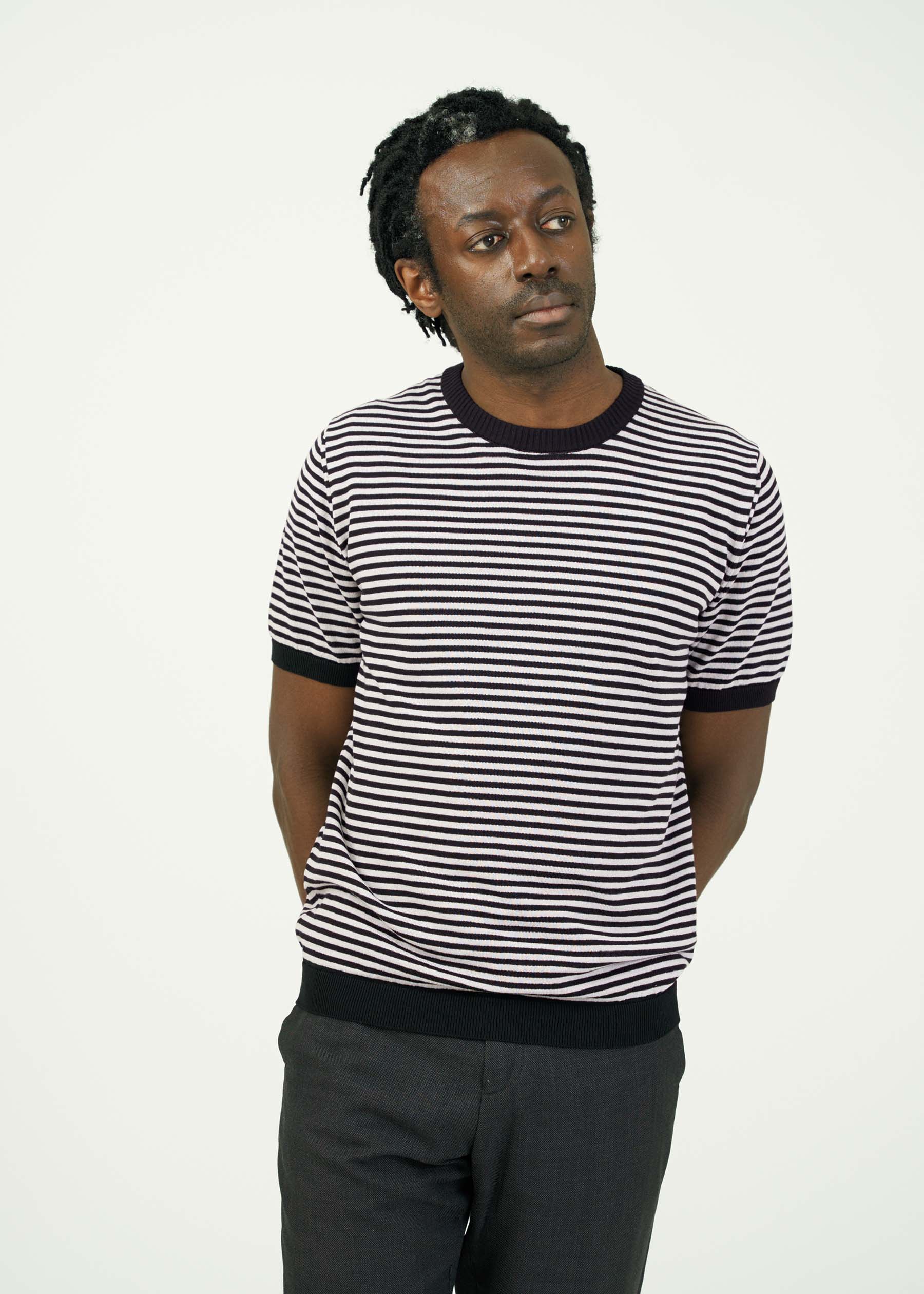 ICE COTTON BORDER SHORT CREWNECK