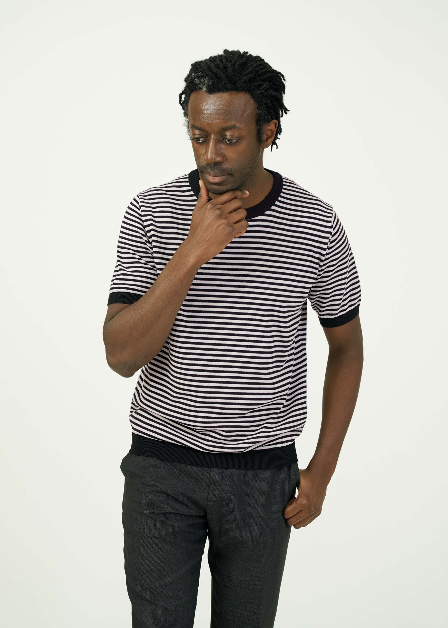 ICE COTTON BORDER SHORT CREWNECK