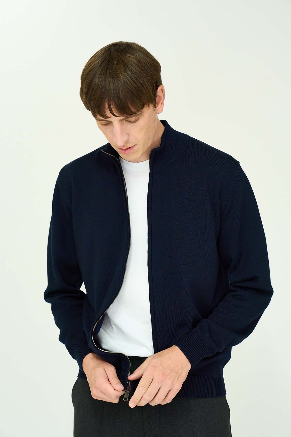 10G Merino Wool  Full-Zip Blouzon