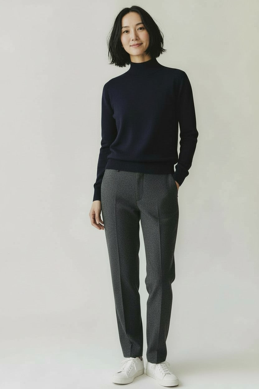 【WOMEN】12G Lightweight Merino Wool Mockneck