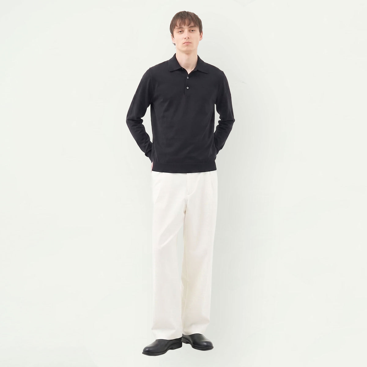 SEA ISLAND COTTON POLONECK LONG SLEEVE