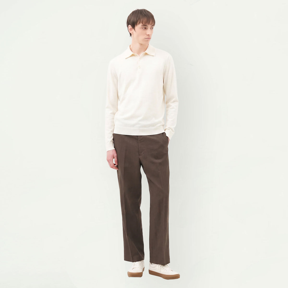 SEA ISLAND COTTON POLONECK LONG SLEEVE