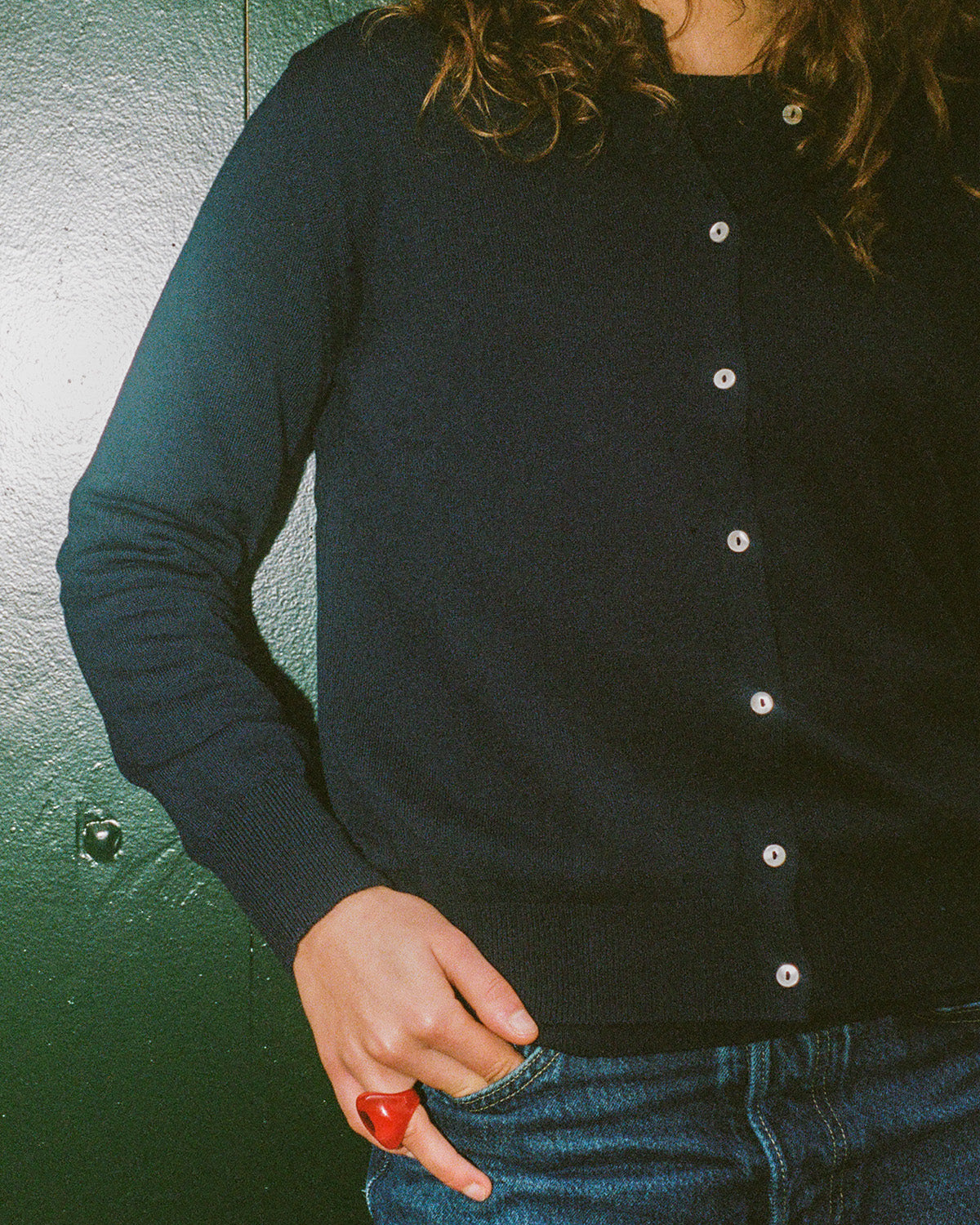 【WOMEN】12G Merino Wool Crewneck Cardigan