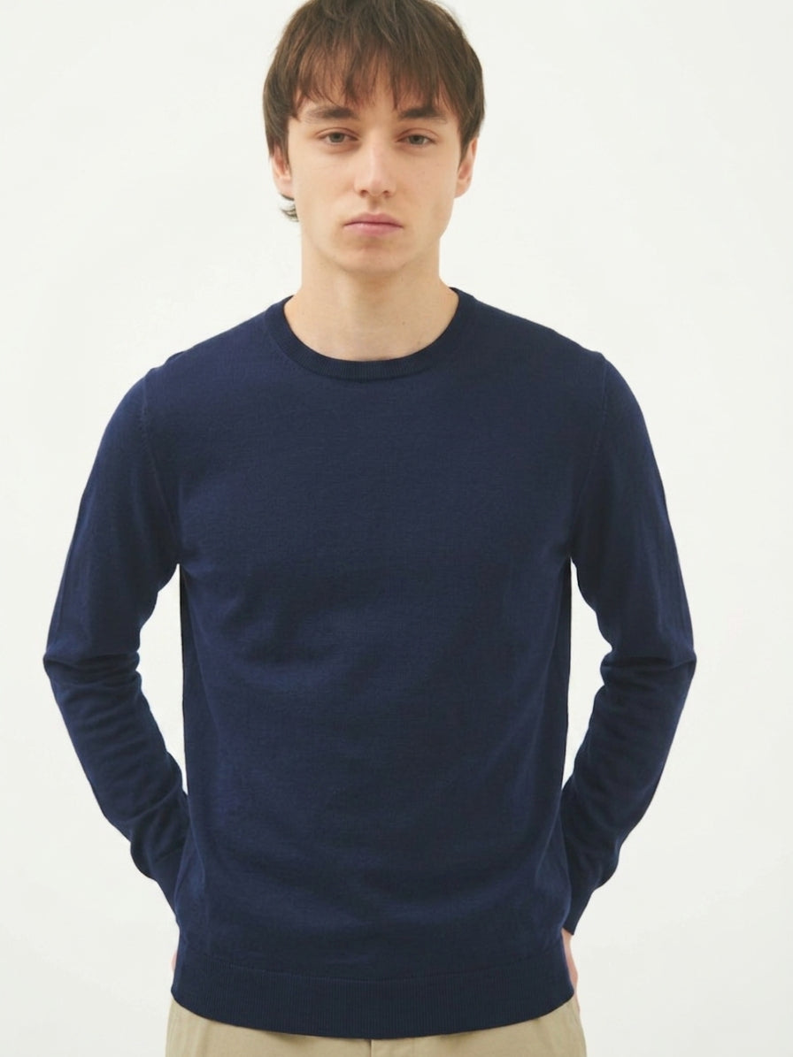 SEA ISLAND COTTON CREWNECK LONG SLEEVE