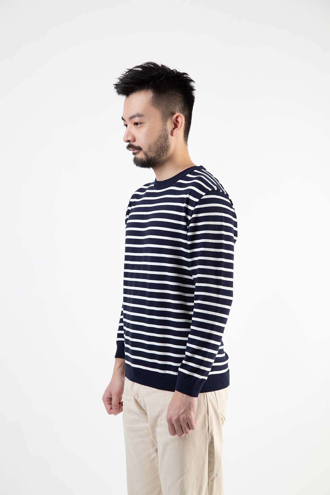 ICE COTTON BORDER LONG CREWNECK