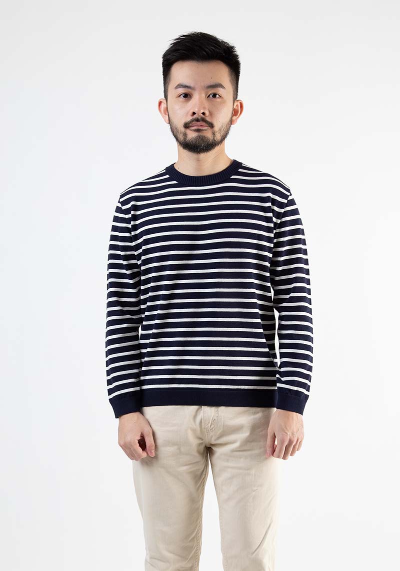 ICE COTTON BORDER LONG CREWNECK