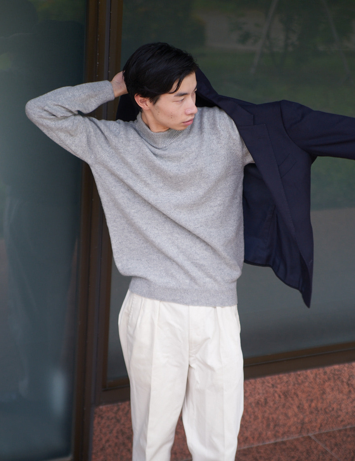 CASHMERE SILK WOOL MOCKNECK