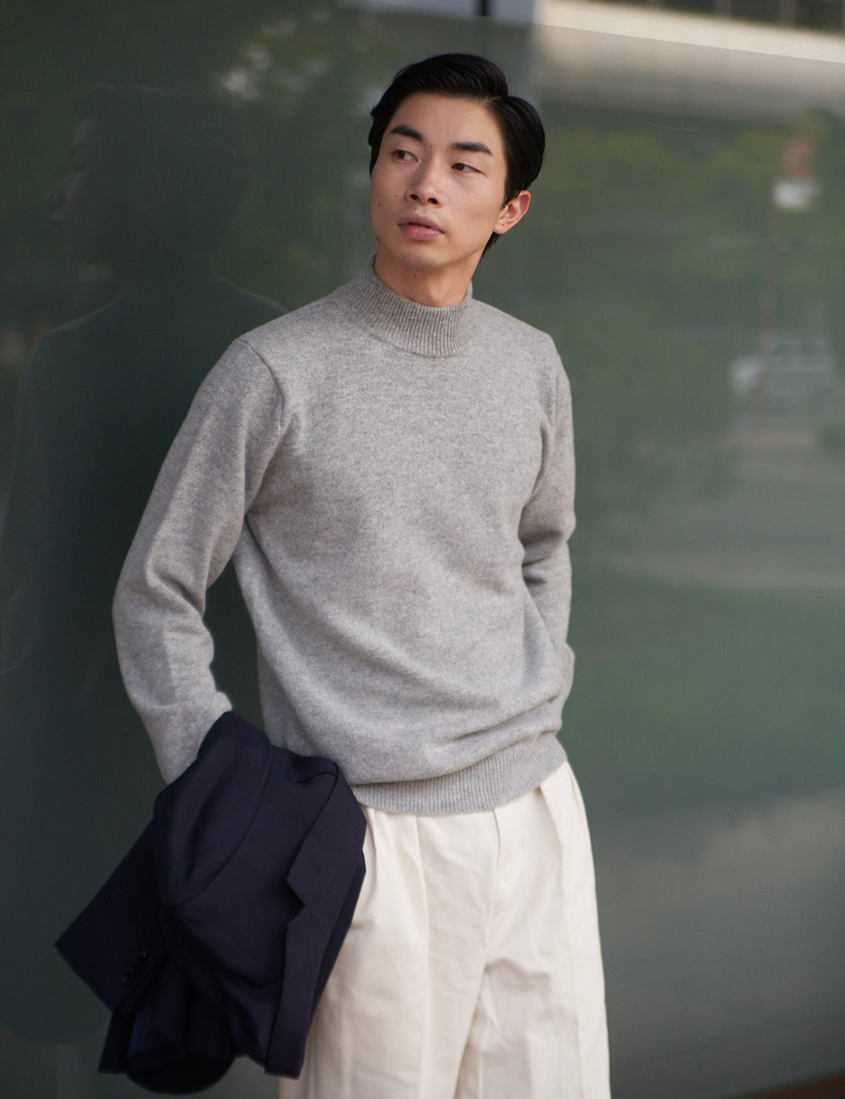 CASHMERE SILK WOOL MOCKNECK