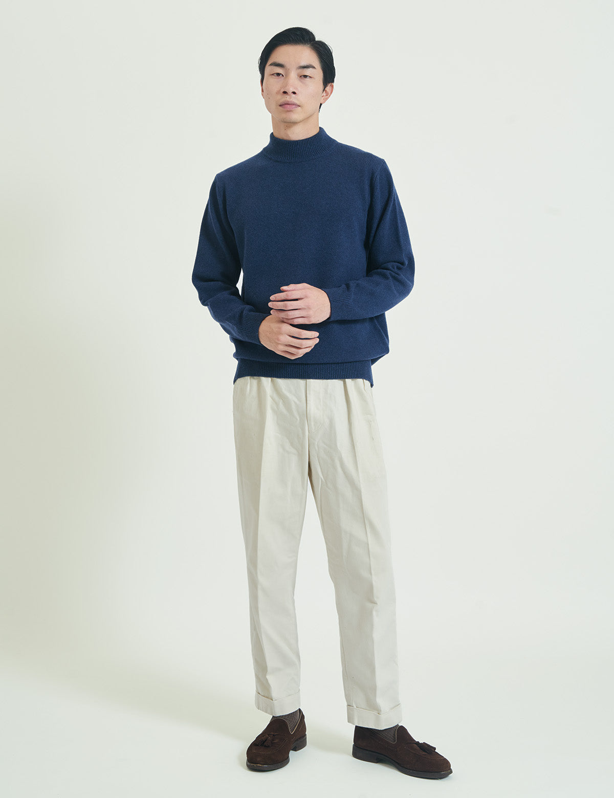 CASHMERE SILK WOOL MOCKNECK