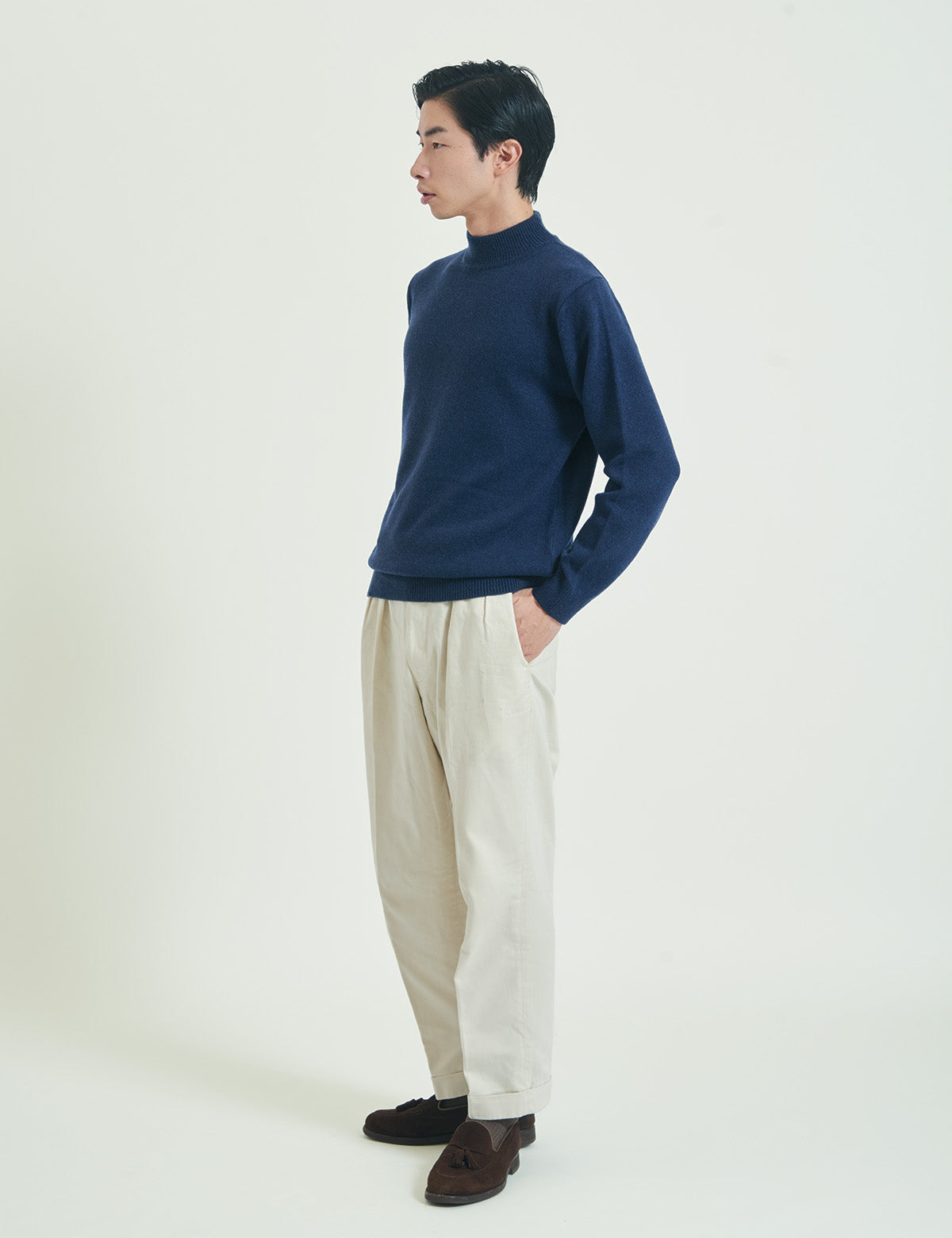 CASHMERE SILK WOOL MOCKNECK