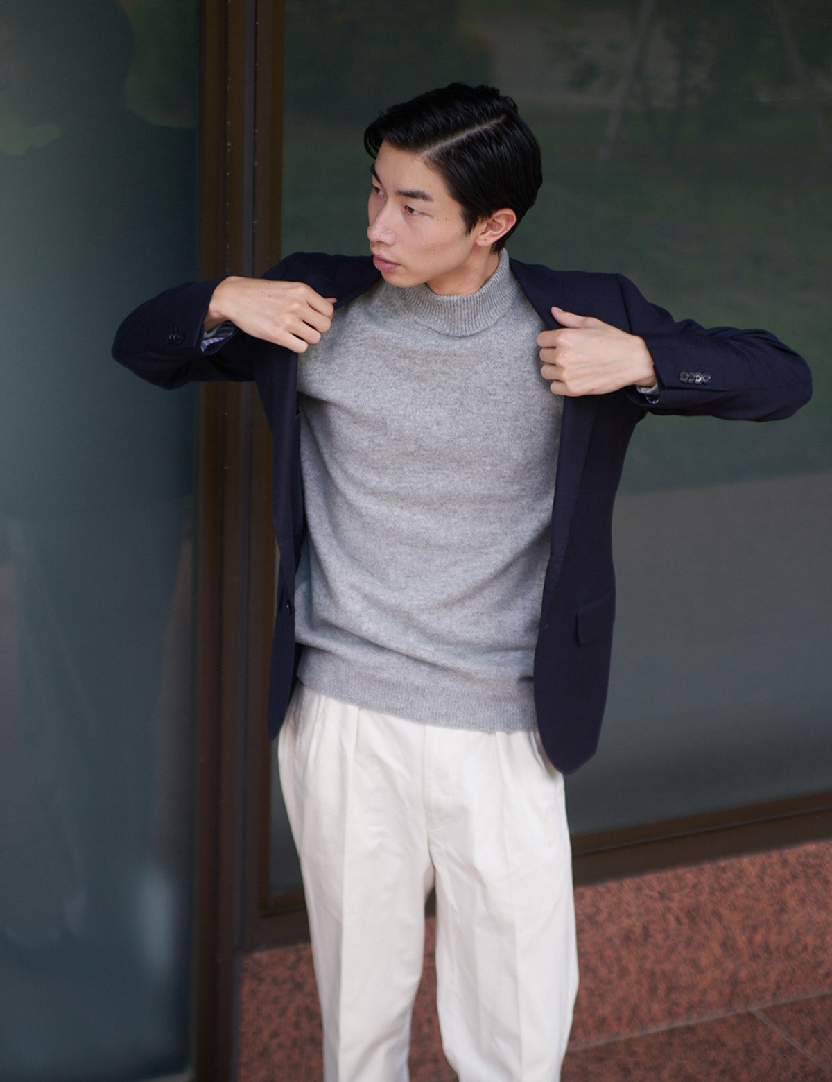 CASHMERE SILK WOOL MOCKNECK