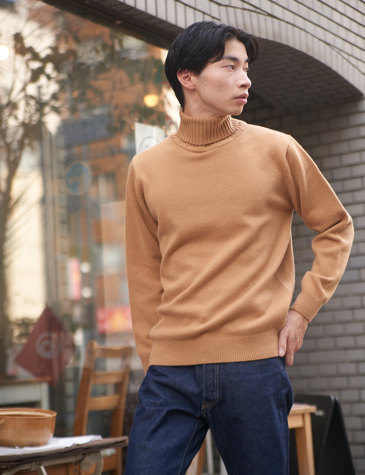 CASHMERE SILK WOOL TURTLENECK