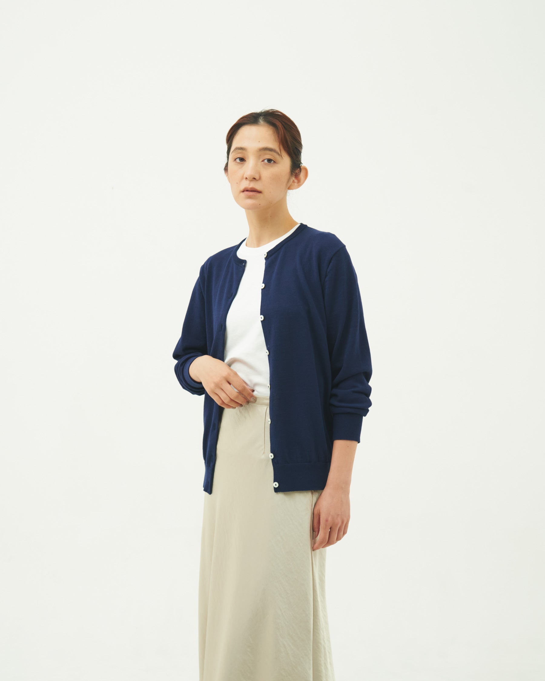 MOONCASTLE womanアイスコットンカーディガン ネイビー WOMEN】ICE COTTON CARDIGAN