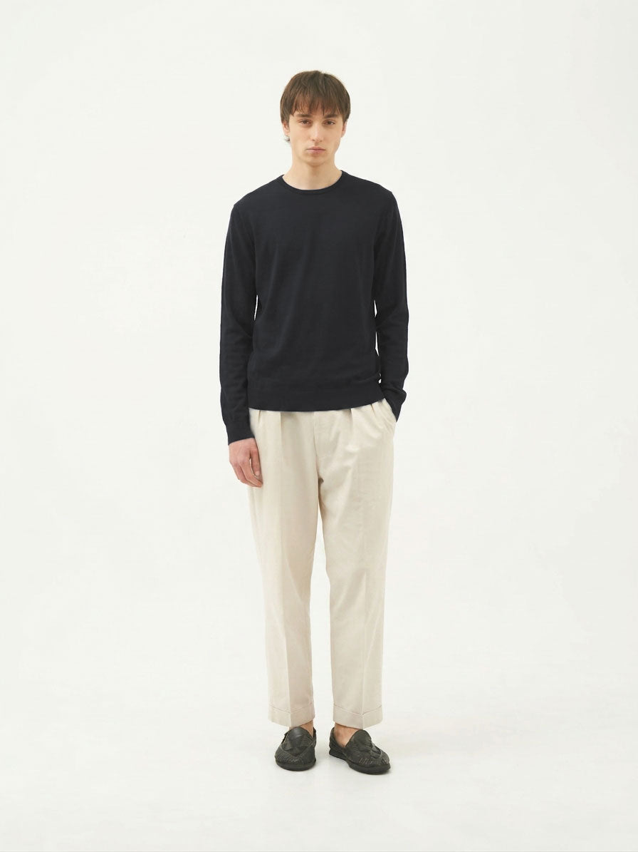 SEA ISLAND COTTON CREWNECK LONG SLEEVE