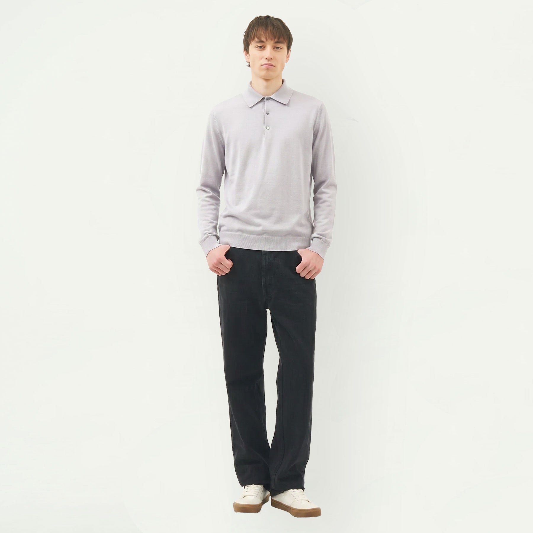 SEA ISLAND COTTON POLONECK LONG SLEEVE