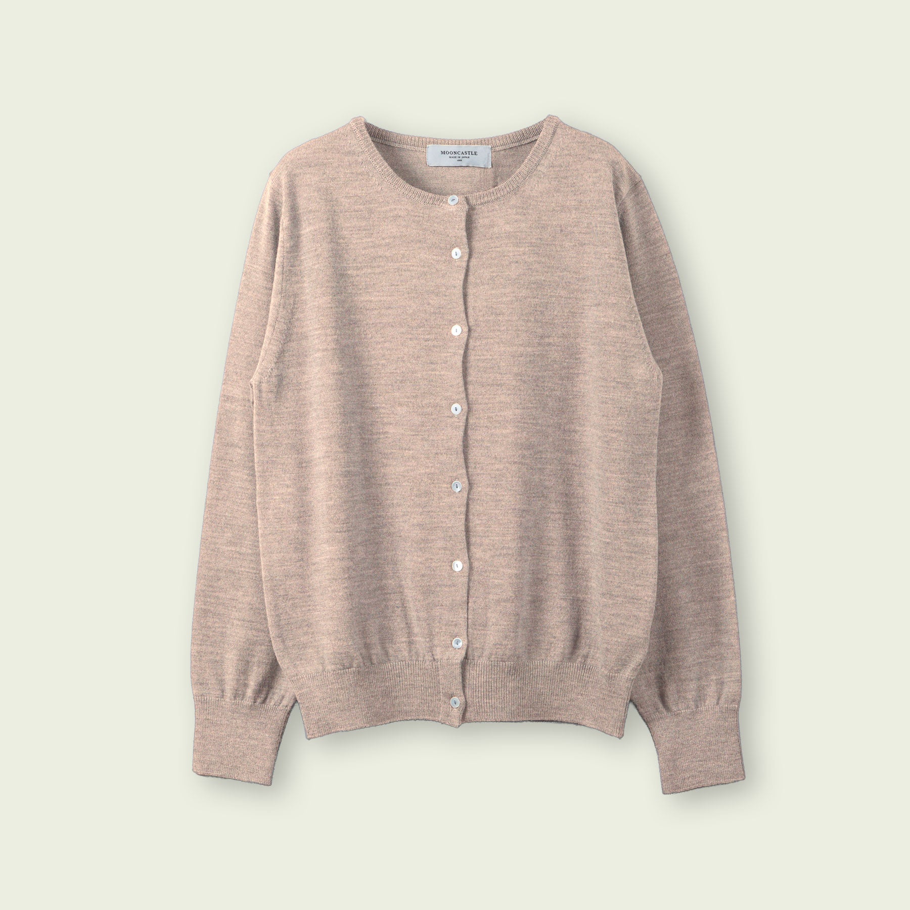 【WOMEN】12G Merino Wool Crewneck Cardigan