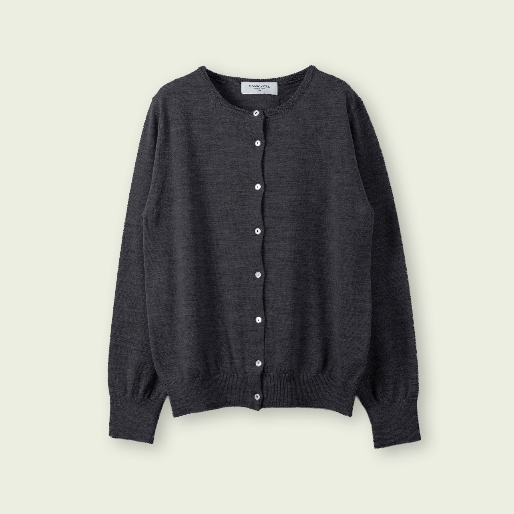【WOMEN】12G Merino Wool Crewneck Cardigan
