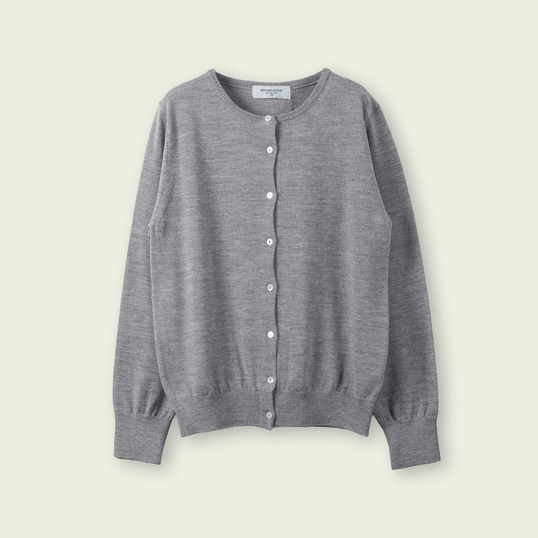 【WOMEN】12G Merino Wool Crewneck Cardigan